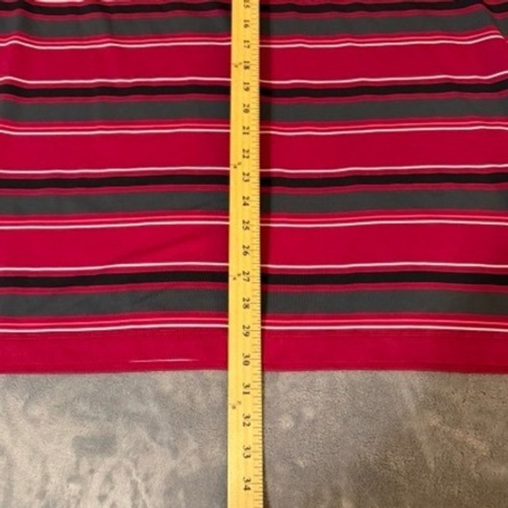 Nike Polo Dri-FIT Red‎ Grey Black Striped Short Sleeve Polo Shirt Mens XL EUC - Picture 6 of 7